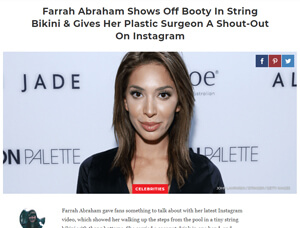 Farrah Abraham Shows Off Booty In String Bikini & Gives Her Plastic Surgeon A Shout-Out On Instagram