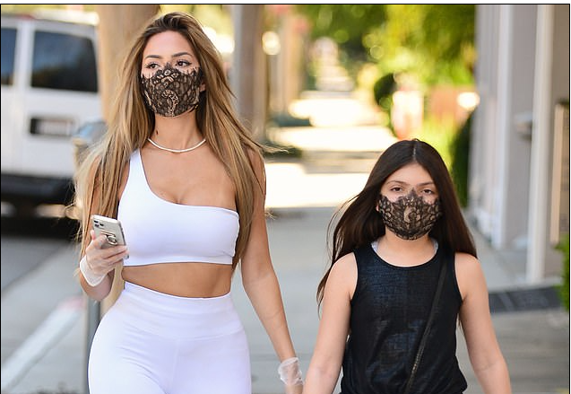 Farrah Abraham and Daughter Sophia, 11, Match in Black Lace Face Masks as She Arrives At Botox Appointment in Beverly Hills